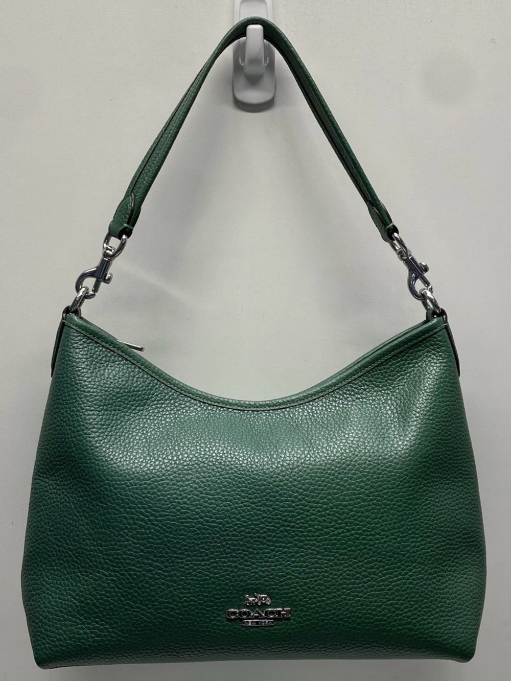 Coach Dark Green Pebbled Leather Hobo Shoulder Bag